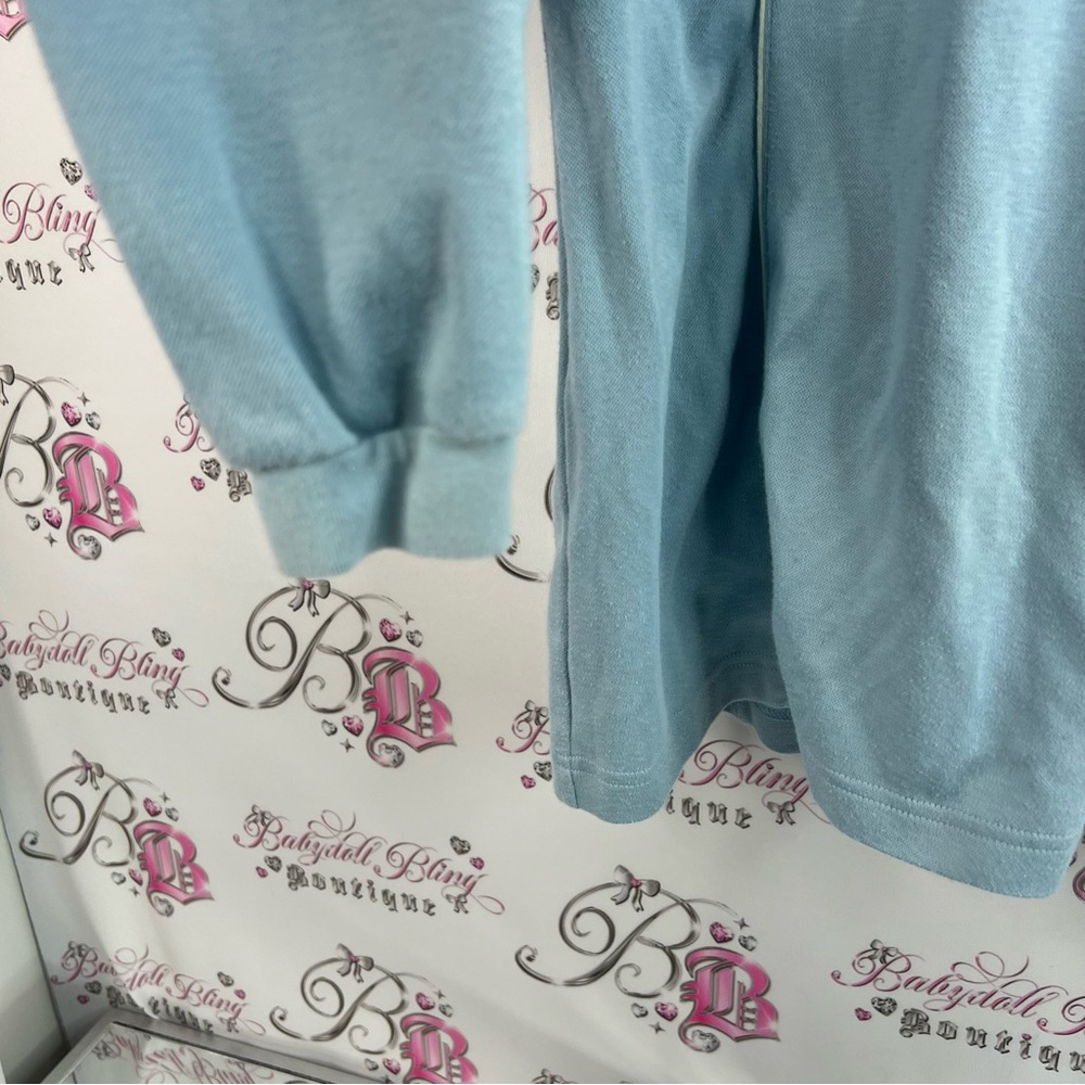Descente sweater half zip collared pin stripes warm Light Blue white Sweater - Picture 8 of 15